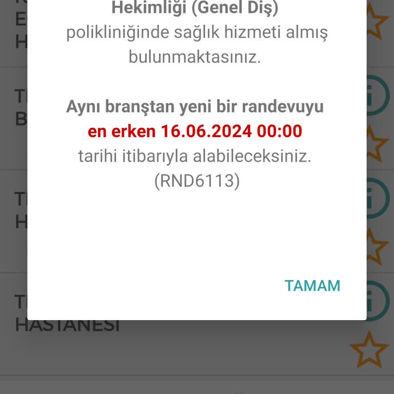 MHRS Aynı Branşa Randevu Vermiyor