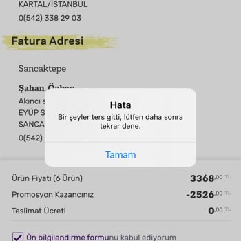 Gratis Sipariş Verme Sorunu