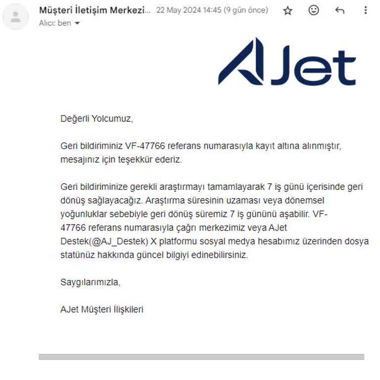 Ajet Bilet İptali Mağduriyeti