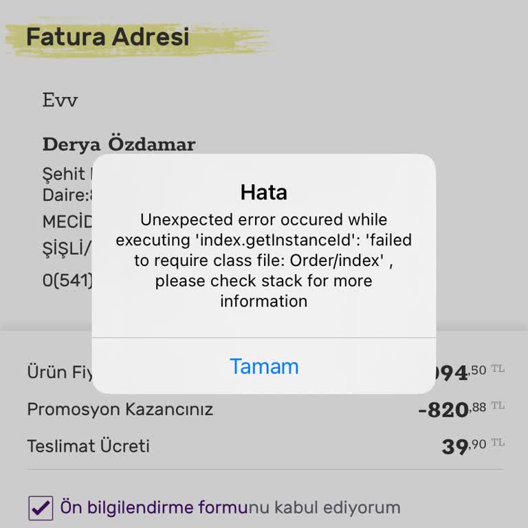 Gratis Online Mağaza Hata