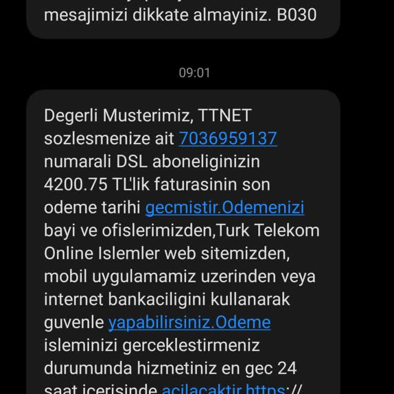 Türk Telekom Aboneliğim Olmadığı Halde Borç Vardır Mesajı Gönderiyor