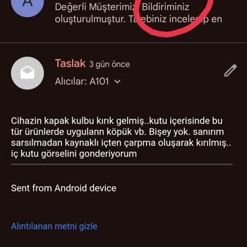 A101 Online Gelen Hasarlı Ürünün İade Süreci Zorluğu