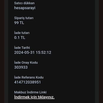 Shopier Sitesindeki Hesap Sarayı Adlı Satıcıyla Yaşanan İade Sorunu