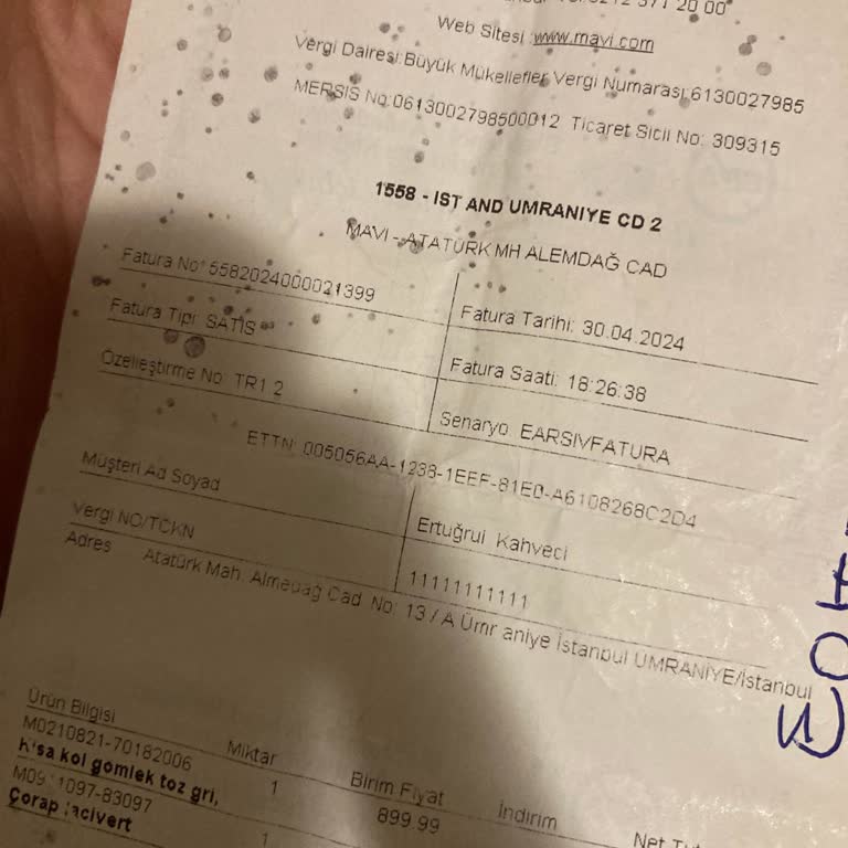 Mavi Firması Siparişimizi Bize Vermiyor