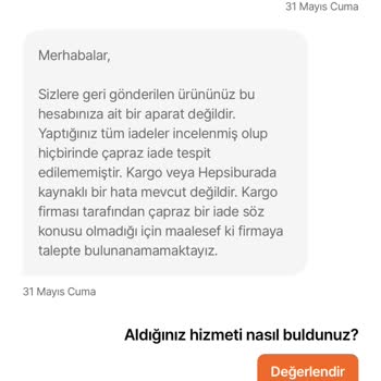 Hepsiburada Yanlış Ürün İadesi Ve Müşteri Hizmetleri Sorunu