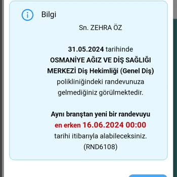 MHRS - 182 Gidilmiş Randevuya Gitmemiş Gibi Gözükmek