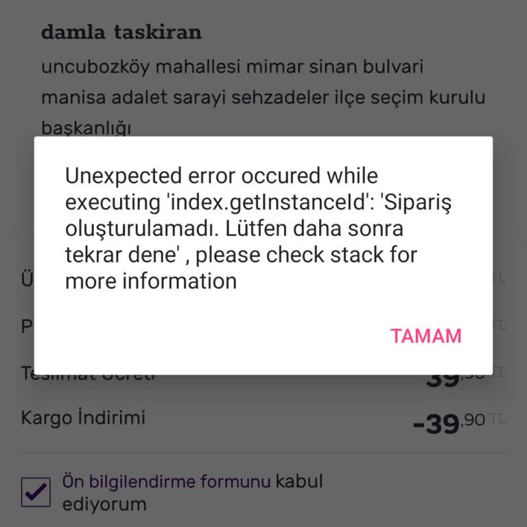 Gratis İnternet Sitesi Alışveriş Hatası