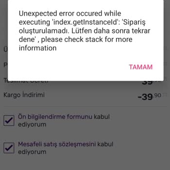 Gratis Sipariş Oluşturulamıyor Hatası