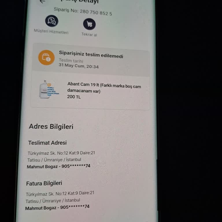 Abant Su Siparişimi Görmedikleri İçin Geç Saatte İptal Ettiler