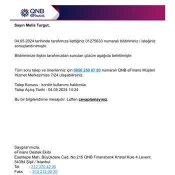 QNB Finansbank Dijital Köprü Kontör Problemi