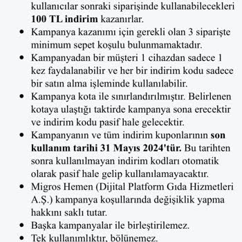 Migros Hemen Kupon Vereceğini Söyleyip Yanıltıyor