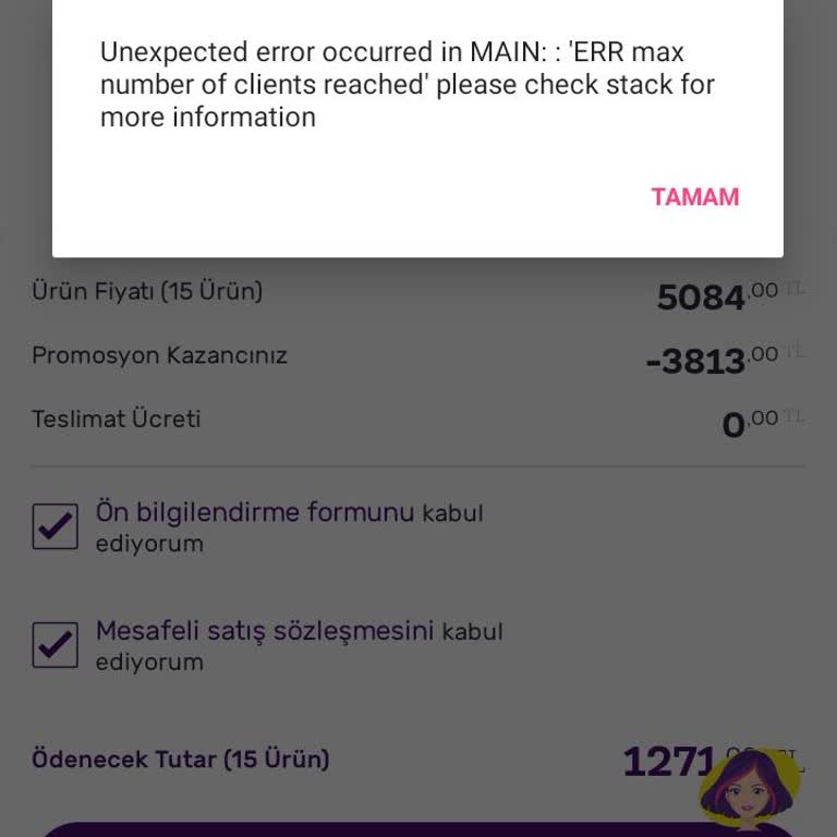 Gratis Sipariş Veremiyorum Hata Veriyor.