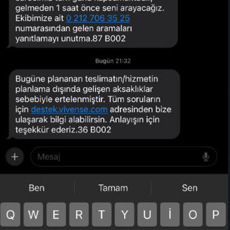 Vivense Teslimat Ekibi Mağduriyeti