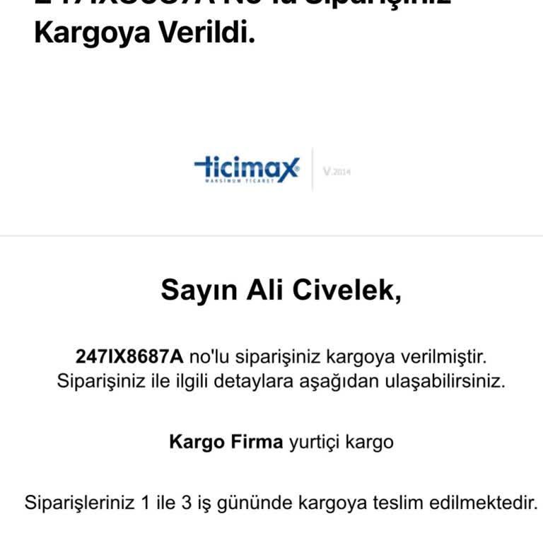 Vakro Boutique 247IX8687A Siparişim Gelmedi
