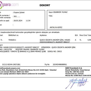 Quick Sigorta Hasar Ödemesini Eksik Yaptı