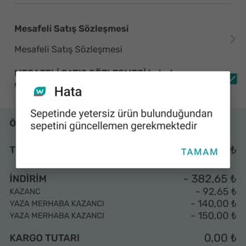 Watsons Sepetinizde Yetersiz Ürün Var