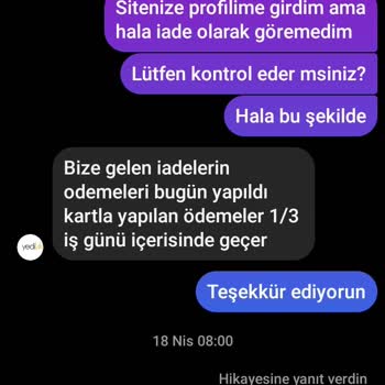 Yedilale Firması İademi Yapmak İstemiyor Sanırım