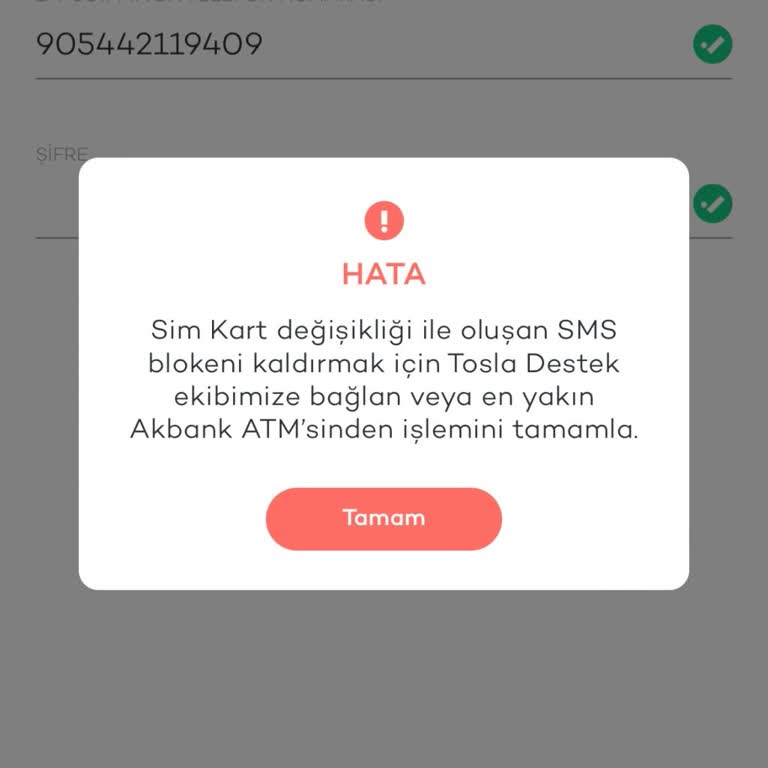 Tosla Kart SMS Bloke