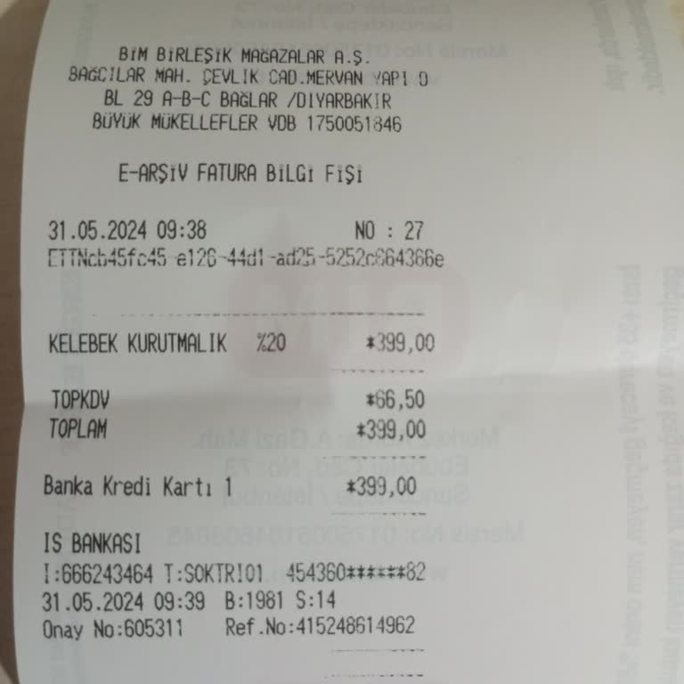 BİM Kelebek Kurutmalık Fiyat Farkı