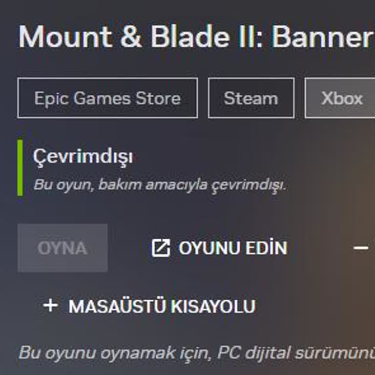 GeForce NOW powered by GAME+ Mount & Blade Iı: Bannerlord Yaklaşık 2 Aydır Çevrimdışı.