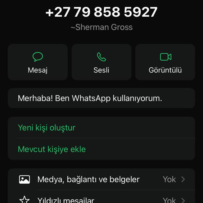 WhatsApp +27 Kod İle Başlayan Numaradan WhatsApp'tan 'merhaba' Mesajı Geldi