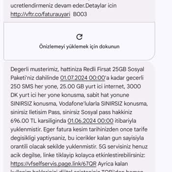 Vodafone Bilgim Dışında Yüksek Tutarda Tarife Yenilemiş