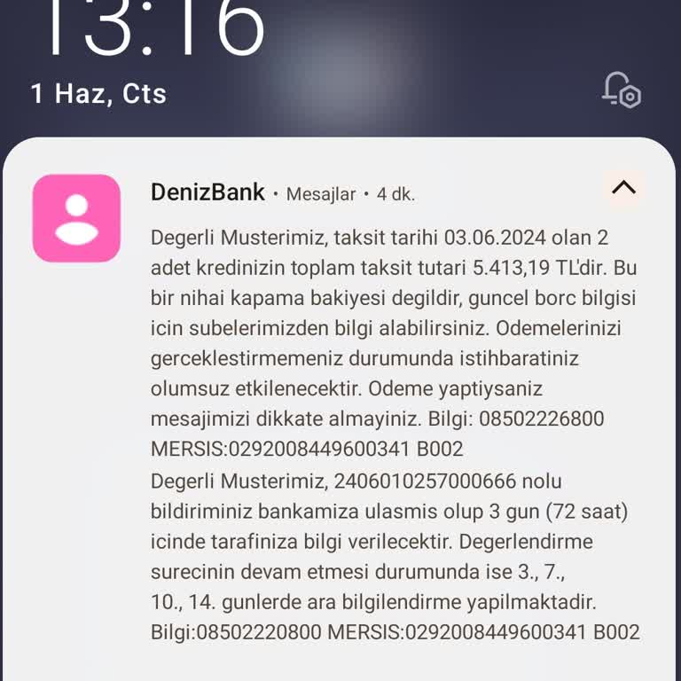 Denizbank Kredi Kartı Borç