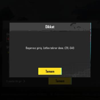 PUBG Mobile 211-541 Başarısız Giriş