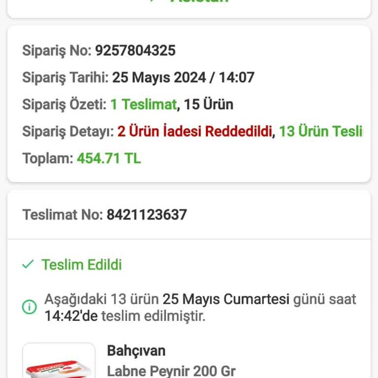 Trendyol Hızlı Market Eksik Ürün Para İadesi Yapılmıyor