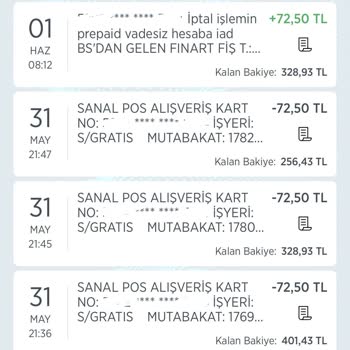 Gratis %75 İndirimde Aldığım İptal Olan Ürünün Ücretini 3 Kez Çekmiş