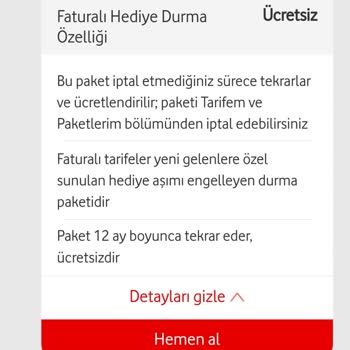 Vodafone Hediye Kampanyalar Tanımlanmıyor.