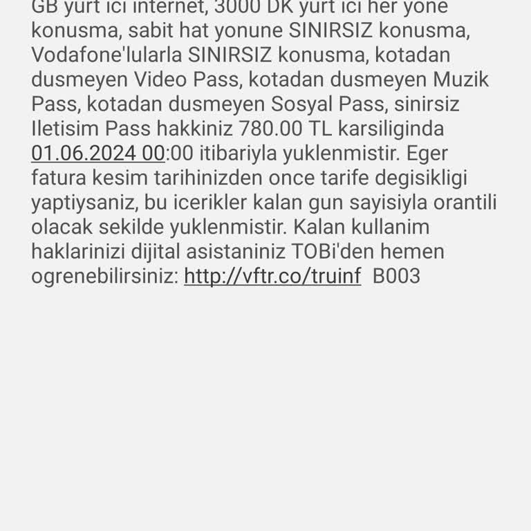 Vodafone Uygun Tarife Değişikliği