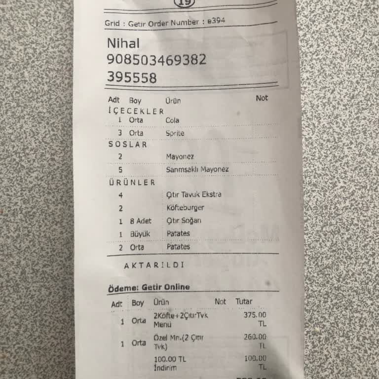Mc Donald's Ve Getir