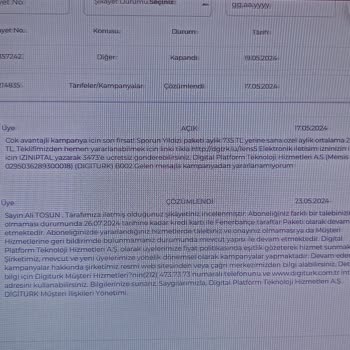 Digiturk Kampanyadan Yararlanamıyorum Israrla Da Aynı Mesajı Geldi