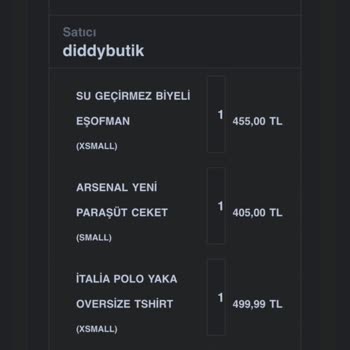 Diddy Butik Bedenler Etiket Kısmı Kesilmiş Farklı Beden Yolladı