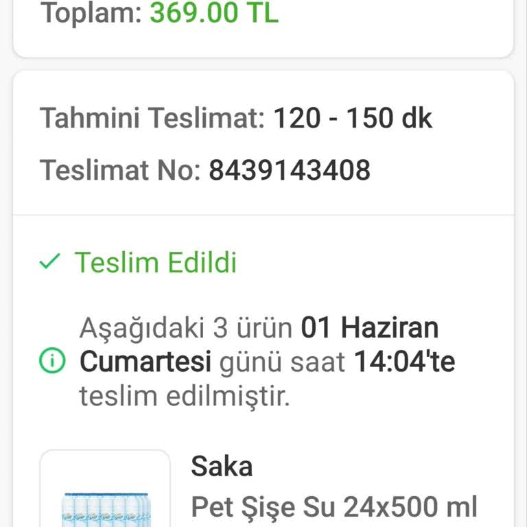 Saka Su Yanlış Ürün Teslimatı Ve Saygısız Hizmet