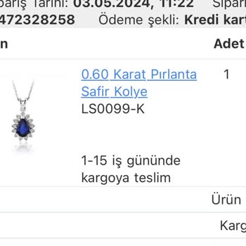 Lal Pırlanta Hatalı Ürün Gönderimi