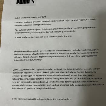 Boyner'den Aldığım Puma Ayakkabı 10 Kez Giymede Derisinde Çatlama Oldu
