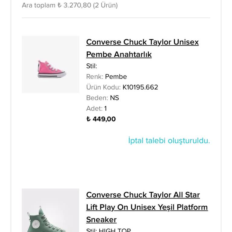 Converse.com Eksik İade Tutarı