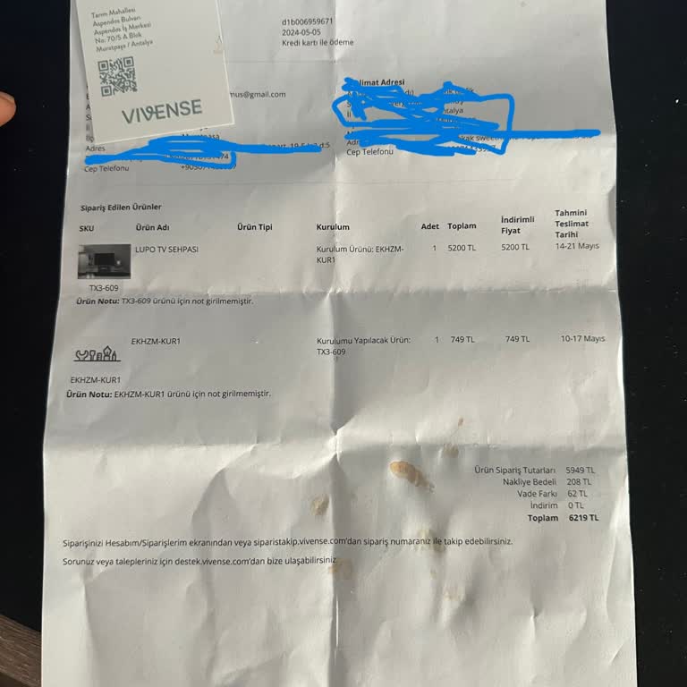 Vivense Teslimat Ve Kurulum Sorunu