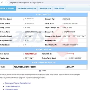 Mavi.com Ve Aras Kargo Ürünümü Elime Ulaştırmıyor.