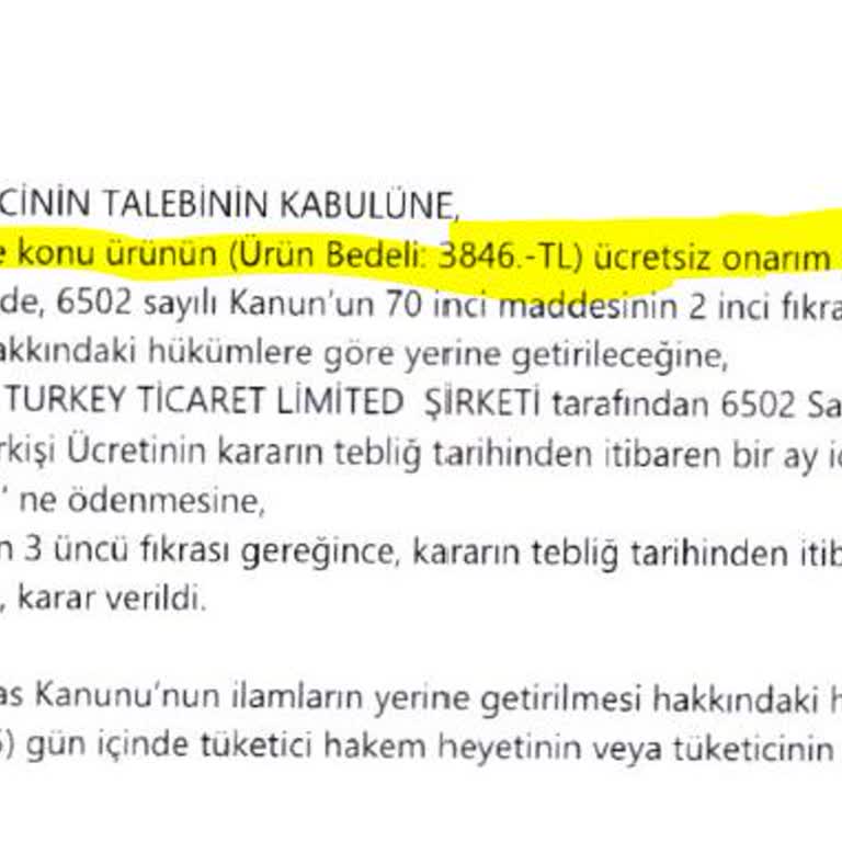 Media Markt Tüketici Hakem Heyeti Kararına Uymuyor