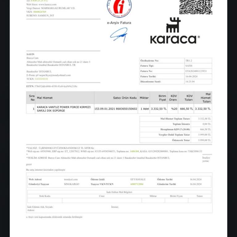Karaca Züccaciye Ürünü Değişim Talep Ediyorum