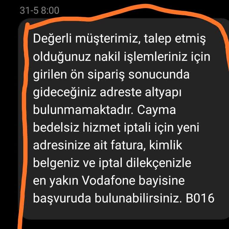 Vodafone Net Ev İnterneti Nakil/iptal Sorunu