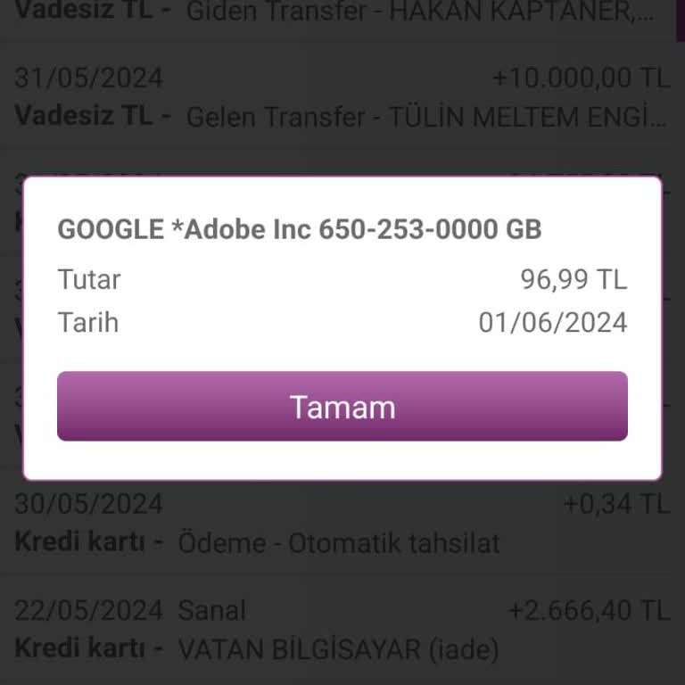 Google Adobe Inc. Onayım Olmadan Enpara Kredi Kartımdan Para Çekti!