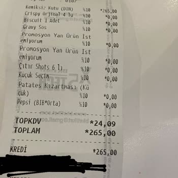 KFC Eksik Ürün Fazla Para