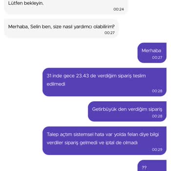 Getir Teslim Edilmeyen Sipariş
