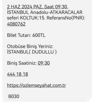 Özlem Seyahat (Çankırı - Kastamonu) Şehirler Arası Otobüslerde Engelli Yolcu İndirimi