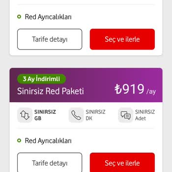 Vodafone Abartılı Tarife Fiyatları.