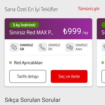 Vodafone Abartılı Tarife Fiyatları.